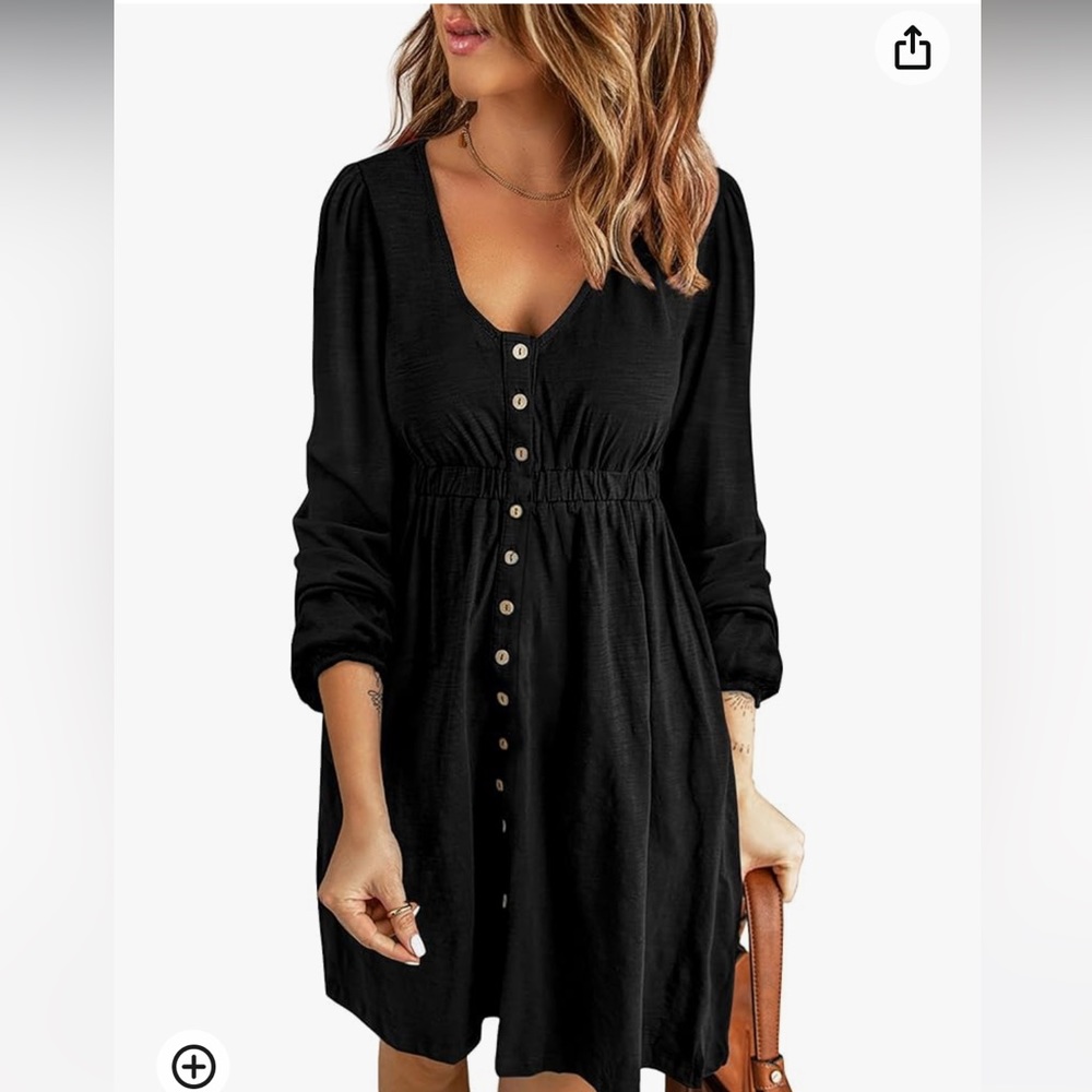 NWT BTFBM Women’s Casual Button Down Long Sleeve Mini Tunic Dress